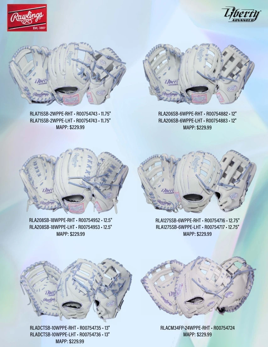 Rawlings Liberty Advanced ColorSync 5.0 White Periwinkle fastpitch softball gloves