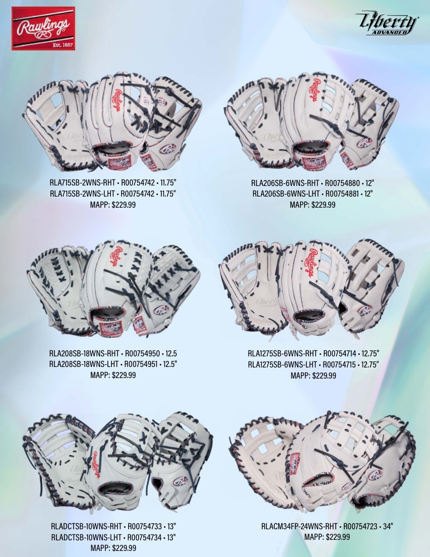 Rawlings Liberty Advanced ColorSync 5.0 White / Navy fastpitch softball gloves